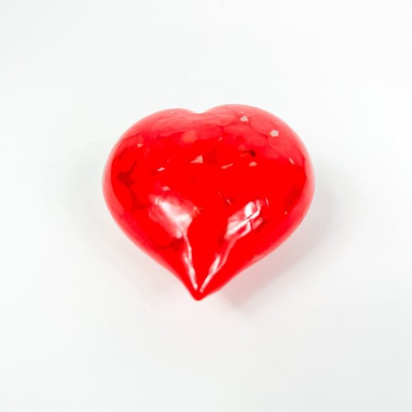 Mad Art Studios Heart-Shaped Red Dichroic Glass Paperweight - Picture 2 of 5